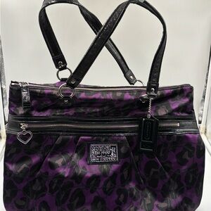 Coach Ocelot Handbag with matching coin purse accessory